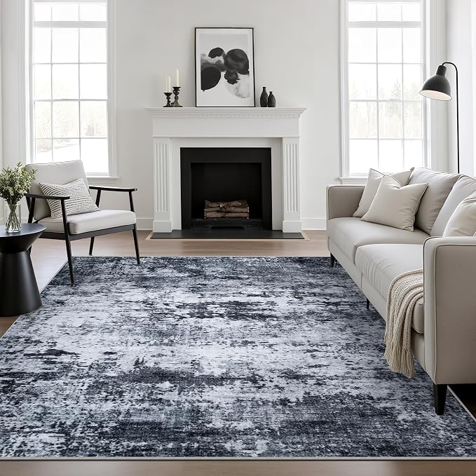 6x6 Area Rug Living Room Rug: Washable Modern Abstract Soft Thin Rug Indoor by FXRHLP