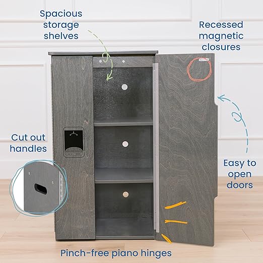 ECR4Kids Wooden Pretend Play Kitchen Refrigerator - Image 4