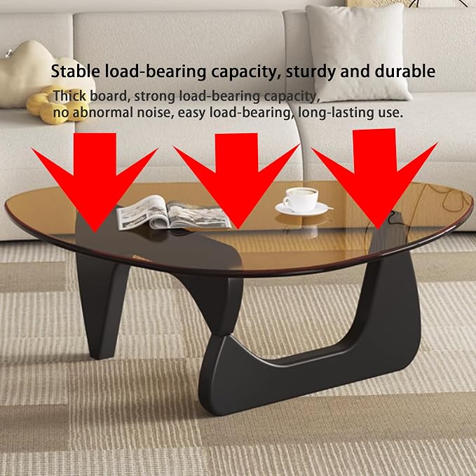EASYSOUL Modern Glass Coffee Table, 32.68" D x 22.44" W x 15.75" H, Abstract - Image 6