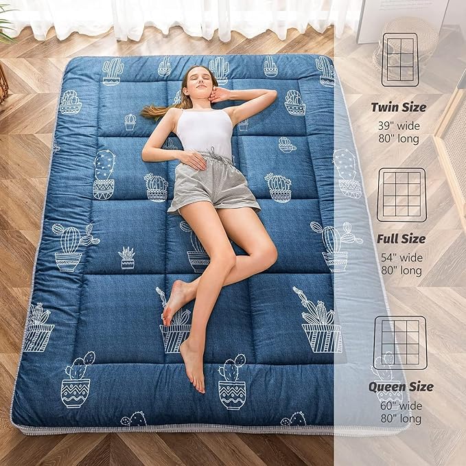 MAXYOYO Grey Cactus Pattern Twin Size Futon Mattress, Japanese Floor Mattress - Image 7
