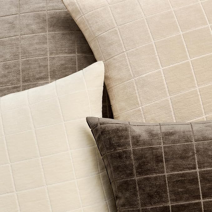 MIULEE Decorative Chenille Check Lumbar Throw Pillow Covers Vintage Plaid Couch - Image 2