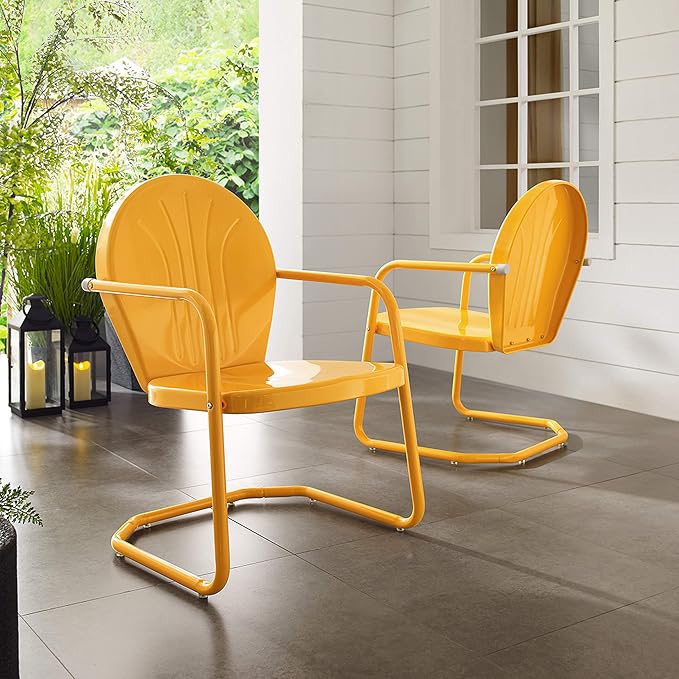 Crosley Furniture Griffith Outdoor Chair, Retro Metal Patio Chairs - Image 16