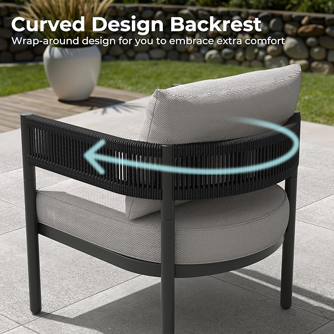 Grand patio 6-Piece Outdoor Furniture Set, 6 Seats Wicker Sofa Conversation Set - Image 6