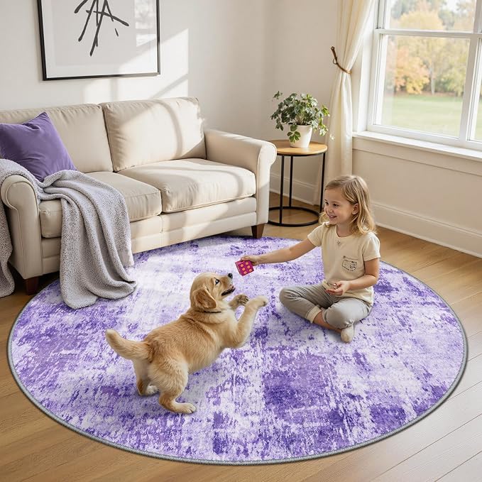RELEANY Washable Area Rugs 6ft Non-Slip Modern Abstract Soft - Image 2