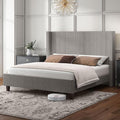 HOWE King Size Bed Frame with 50.8" Tall Wingback Headboard, Modern Corduroy by HOWE