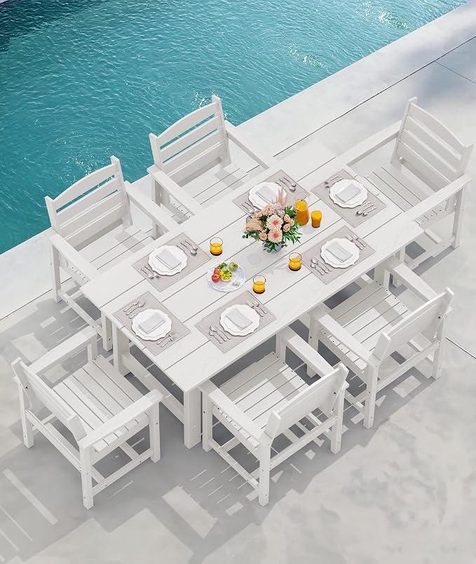 SERWALL Patio Table Set, Outdoor HDPE Dining Set - Image 7