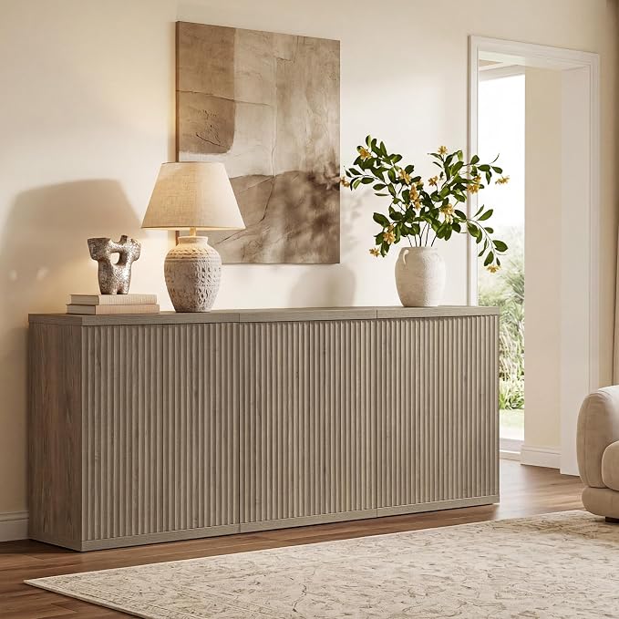 SICOTAS Buffet Cabinet with Storage Accent Sideboard Modern Credenza with Doors - Image 2