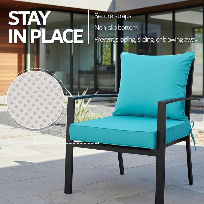 22x22 Inch Patio Chair Cushions Set of 2, Outdoor Furniture Cushions - Image 5