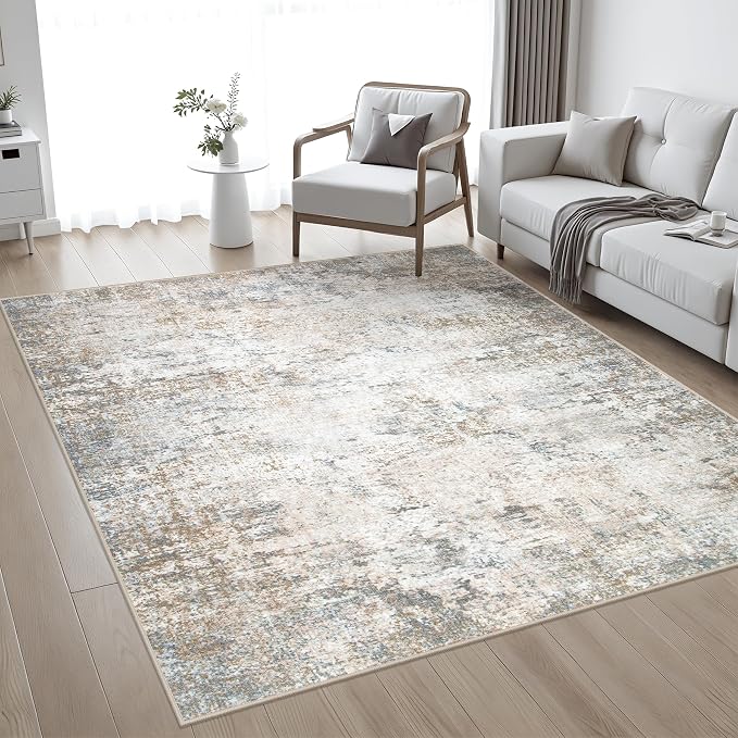 6x6 Area Rug Living Room Rug: Washable Modern Abstract Soft Thin Rug Indoor - Image 2