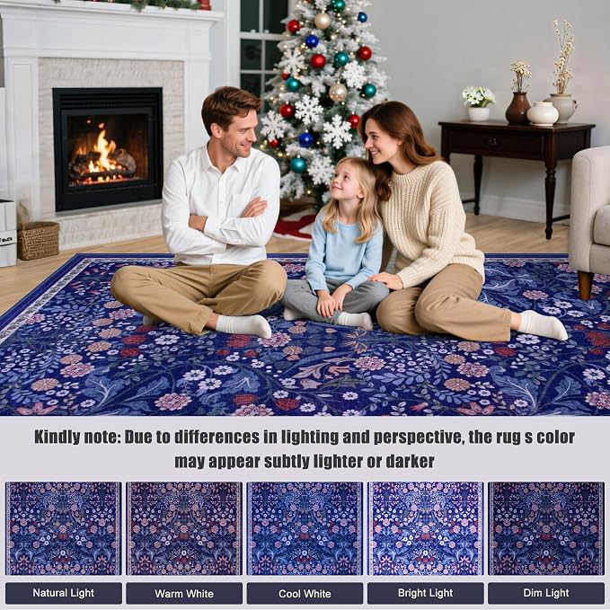Area Rug Living Room Rugs: Floral 4x6 Washable Rug Vintage Soft Boho Non-Slip - Image 8