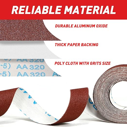 Emery Cloth Roll, 80 Grit Sandpaper Roll, Wet and Dry Emory Cloths - Image 2