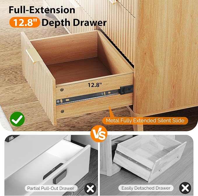 VINGLI Fluted 9 Drawer Dresser for Bedroom, Wood Dresser - Image 5