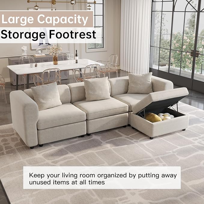 Guyii Modern 135.8" Long Oversized 7-Seater Velvet U-Shaped Sectional Sofa - Image 5