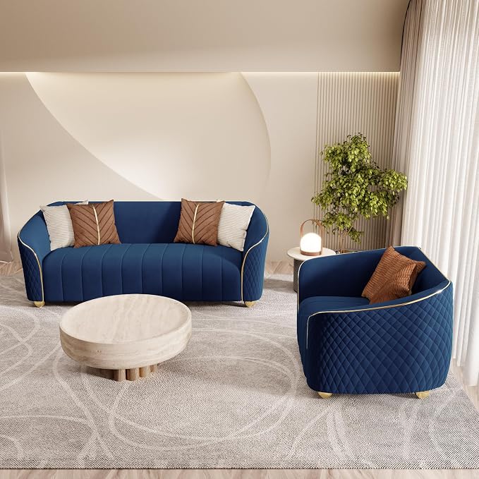 2-Piece Luxury Velvet Sofa Set for Living Room, Elegant Design Couch Set - Image 3