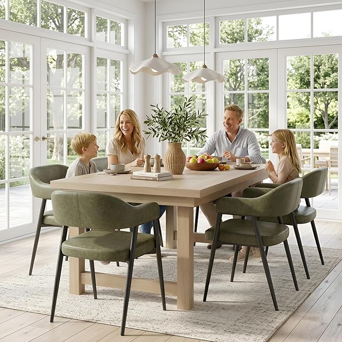 HNY Modern Dining Room Arm Chairs Set of 6, Open-Back Kitchen Side Chairs - Image 9