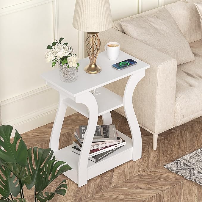 FROMJBEST End Tables Living Room Set of 2, End White Table - Image 4