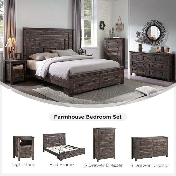 T4TREAM Nightstand with Charging Station, End Table, Side Table with 2 Drawers - Image 6