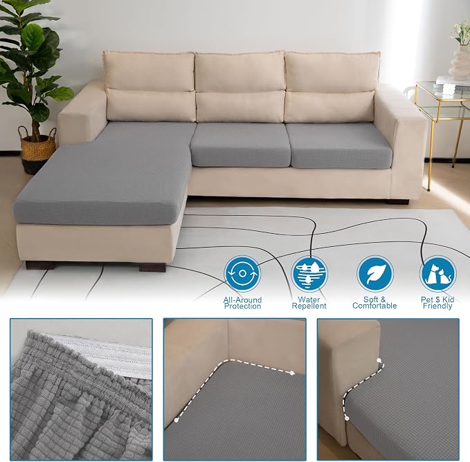 Water Repellent L Shaped Couch Covers Sofa Seat Cushion Slipcovers, Stretch - Image 3