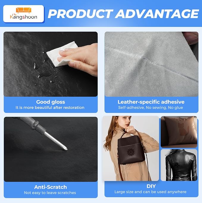 Kangshoon Leather Repair Patches, 17X158 Inch Self-Adhesive Leather Repair Tape - Image 3