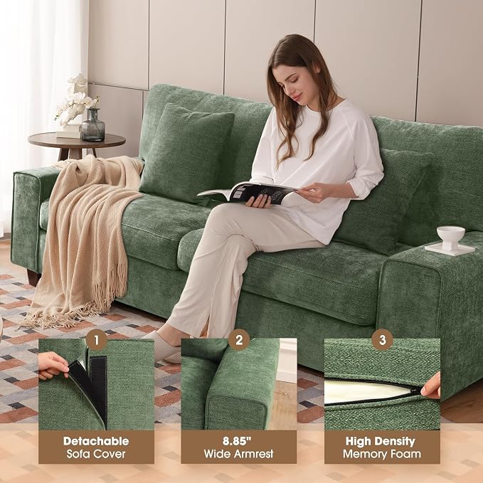 DOPEDIO Modern Living Room Sofa Set, 71.25" Chenille Loveseat - Image 3