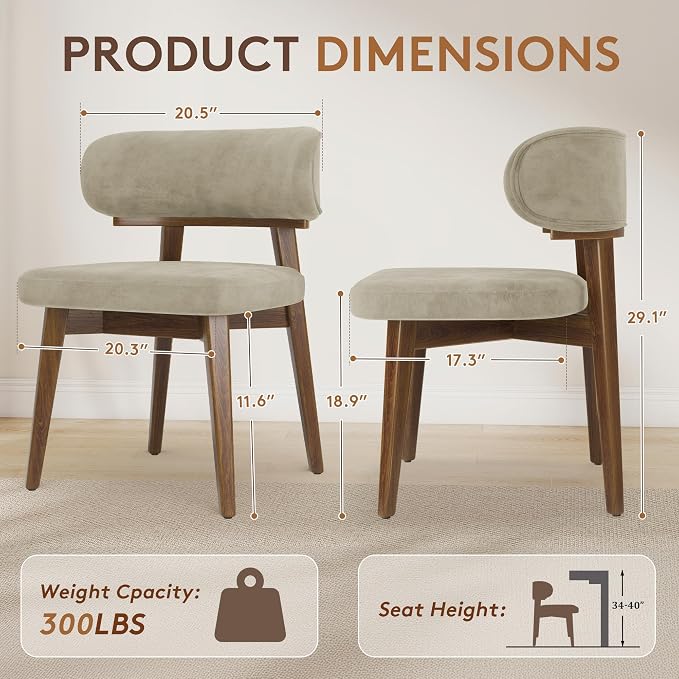 Dining Chairs Set of 2, Modern Upholstered Dining Chairs, Wooden Kitchen Chairs - Image 2