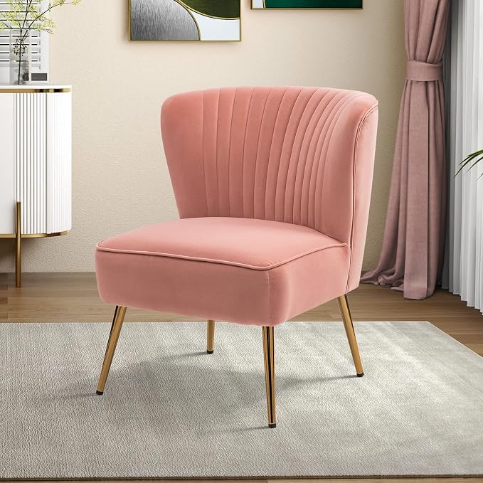 HULALA HOME Velvet Accent Chair, Modern Upholstered Cute Side Chair - Image 9