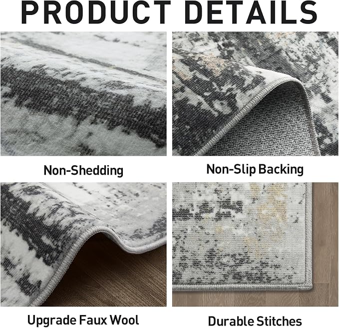 10x14 Area Rugs Washable Rug: Modern Abstract Living Room Rug Soft Anti-Skid - Image 5