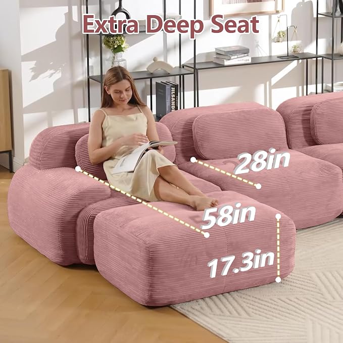 Boneless Sectional Couch, No Assembly Required, 117.3” Modular Cloud Sofa - Image 5