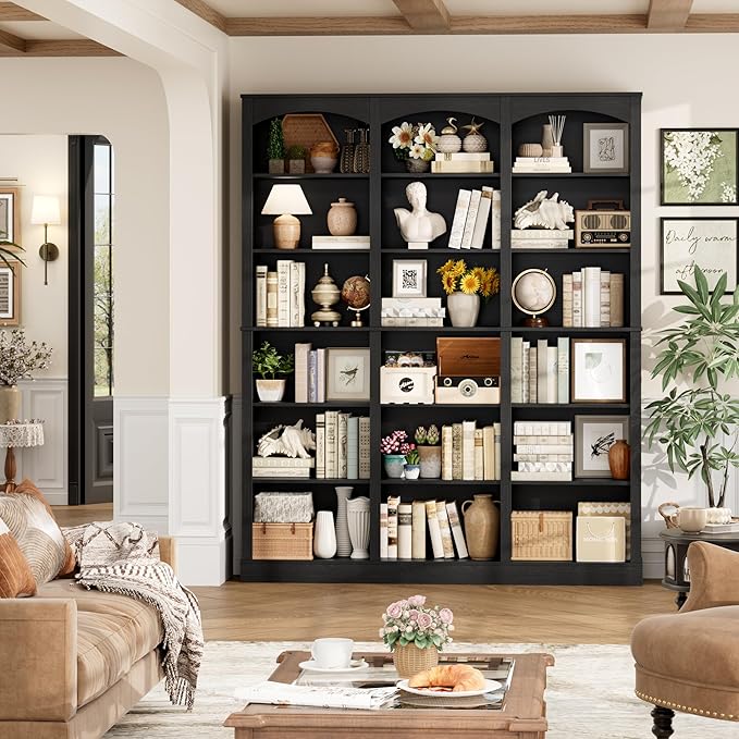 FACBOTALL 71" Triple Wide Bookshelf, 6 Tier Tall Bookshelf, Large Book Shelf - Image 2