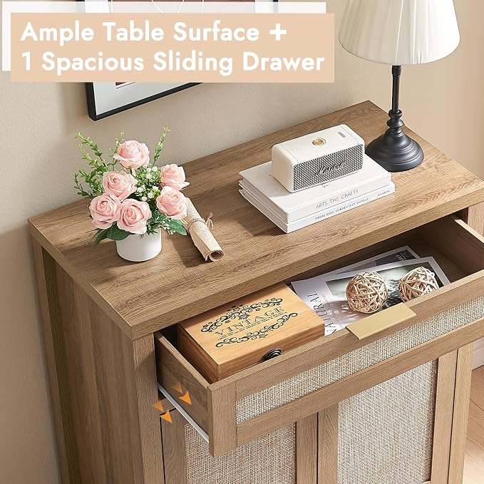 HOKYHOKY Rattan Sideboard Buffet Cabinet, Boho Storage Cabinet - Image 4