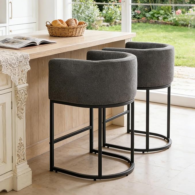 ClinQ 26" H Counter Height Bar Stools Set of 6, Modern Barrel Counter Stools - Image 6