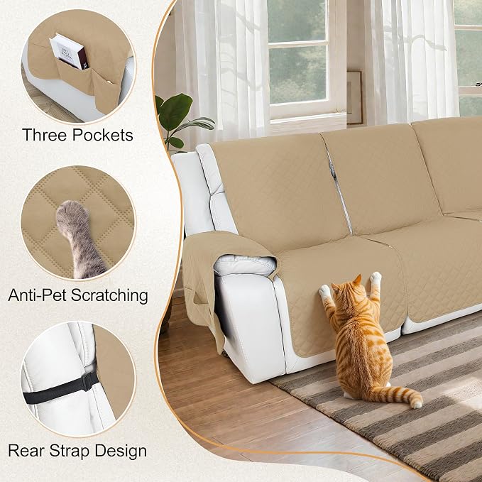 HDCAXKJ Reclining Sectional Couch Covers L Shape Recliner Sofa Middle Console - Image 4