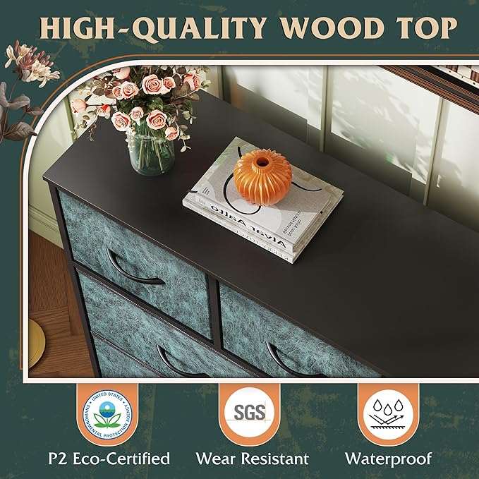 WLIVE 7 Drawer Dresser TV Stand, Entertainment Center, Media Console Table - Image 6