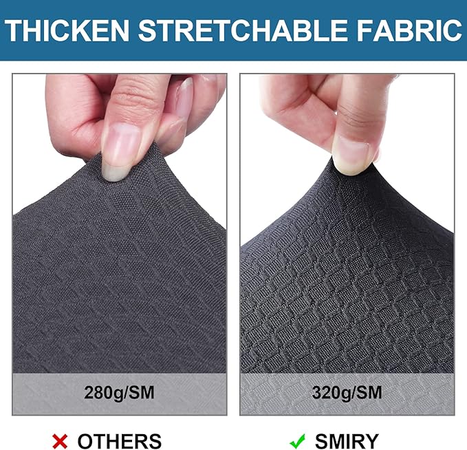 Smiry Waterproof Seat Covers for Dining Room Chairs Set of 4, Stretch Jacquard - Image 4