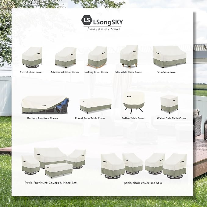 Outdoor 2-Seater Loveseat Cover, Patio Sofa Covers Fits up to 58W x 32.5D x 31H - Image 2