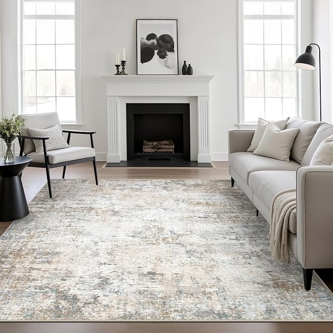 6x6 Area Rug Living Room Rug: Washable Modern Abstract Soft Thin Rug Indoor by FXRHLP
