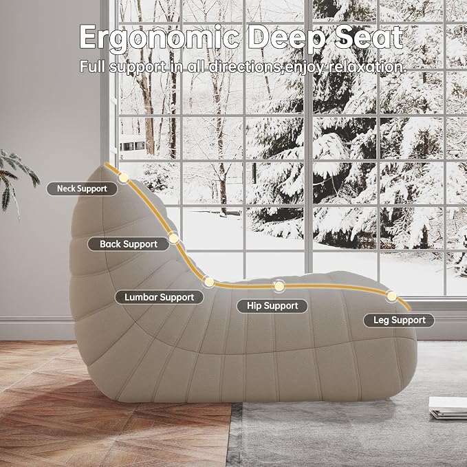 WHGBJA Bean Bag Chairs for Adults, BeanBag Reading Chair Memory Foam Couch - Image 5