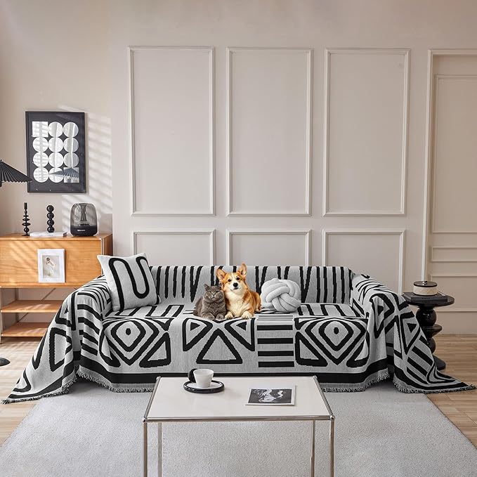 VClife Bohemian Couch Covers for Dog, Minimalism Checkered Sofa Furniture by VCLIFE
