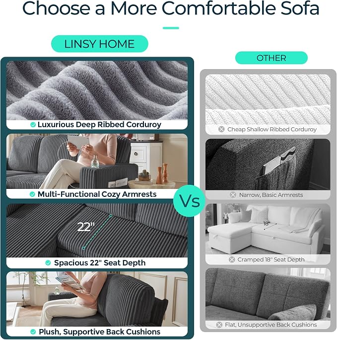 LINSY HOME Loveseat Sofa with Storage - Image 3