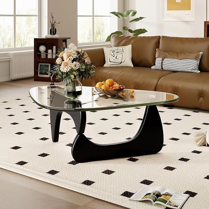 Modern Coffee Table for Living Room, 35.8" Minimalist Black Center Table by PRITIY