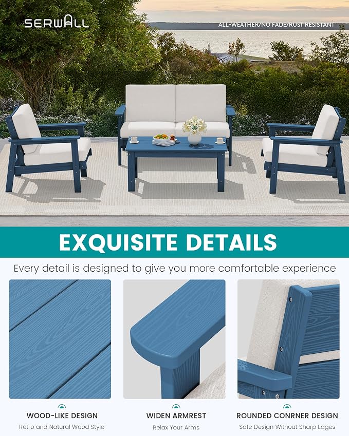 SERWALL HDPE Outdoor Patio Loveseat - Image 4