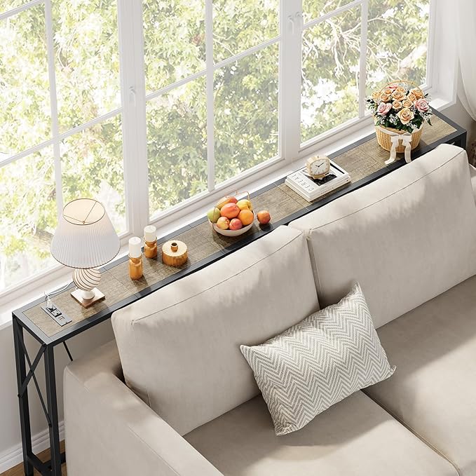 Gewudraw 70" Sofa Tables Narrow Long, Behind Couch Table - Image 4
