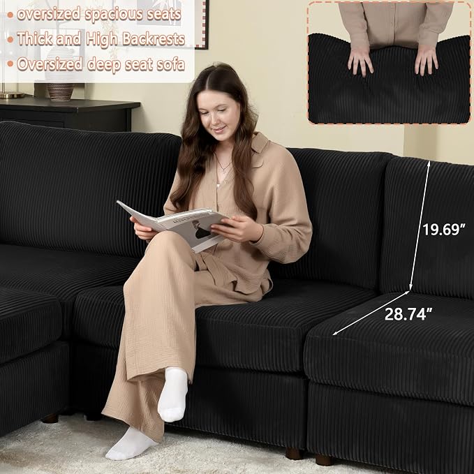 EASE MOOSE Oversized Modular Sectional Sofa, Modern Luxury Large L Shape - Image 7