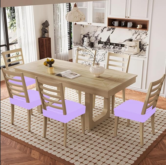 Smiry Waterproof Seat Covers for Dining Room Chairs Set of 6, Stretch Jacquard - Image 8
