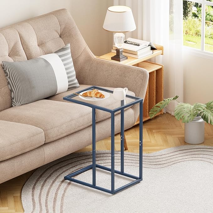 Easy Paws C Table End Table Set of 2, Glass Couch Side Table, Tempered Glass - Image 7