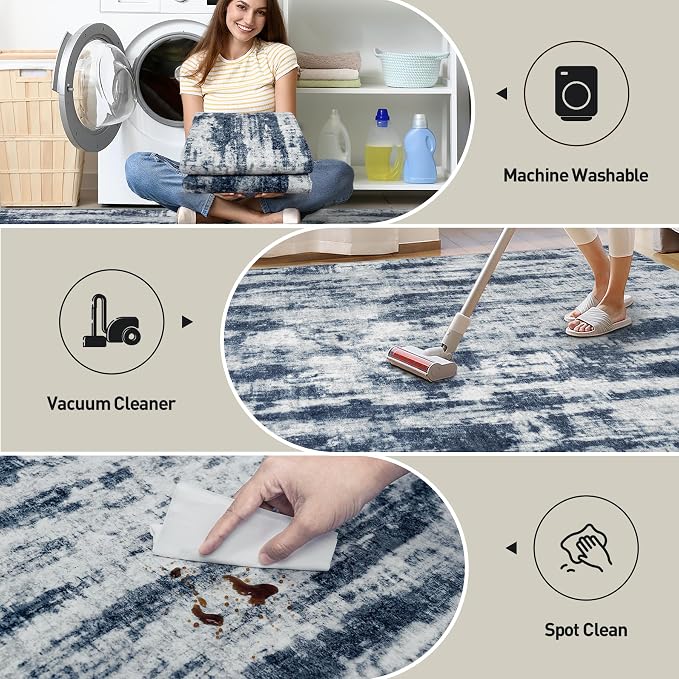 9x12 Area Rugs Washable Rug: Modern Abstract Living Room Rug Soft Anti-Skid - Image 4