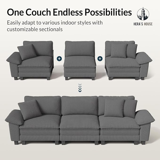 HERA'S HOUSE 88" Modular Sectional Sofa, L Shaped Couches - Image 7