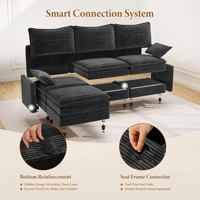 Vesgantti 108" Modular Sectional Sofa, Comfy Cloud Couch - Image 5