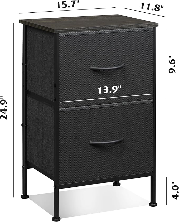 WLIVE Nightstand Set of 2, 2 Drawer Dresser - Image 3