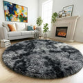 Amdrebio Tie-Dyed Dark Grey Round Area Rugs by Amdrebio